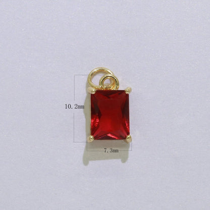 14k Gold Filled Micro Pave CZ Geometric Pendant Charm Emerald Cut Birthstone Add on charm E-881-E-891 C-369