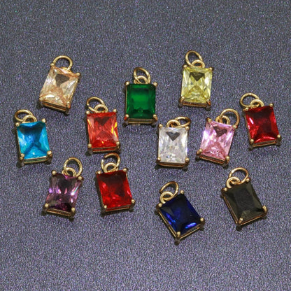 14k Gold Filled Micro Pave CZ Geometric Pendant Charm Emerald Cut Birthstone Add on charm E-881-E-891 C-369