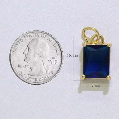 14k Gold Filled Micro Pave CZ Geometric Pendant Charm Emerald Cut Birthstone Add on charm E-881-E-891 C-369