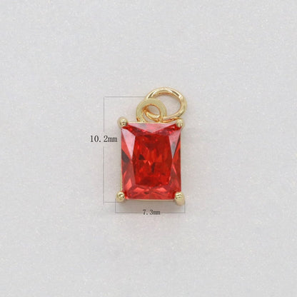 14k Gold Filled Micro Pave CZ Geometric Pendant Charm Emerald Cut Birthstone Add on charm E-881-E-891 C-369