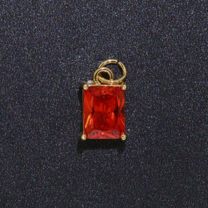 14k Gold Filled Micro Pave CZ Geometric Pendant Charm Emerald Cut Birthstone Add on charm E-881-E-891 C-369