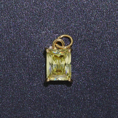 14k Gold Filled Micro Pave CZ Geometric Pendant Charm Emerald Cut Birthstone Add on charm E-881-E-891 C-369