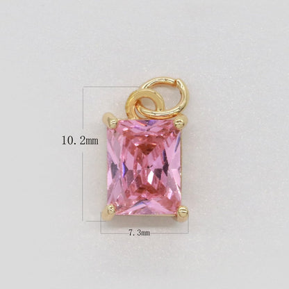 14k Gold Filled Micro Pave CZ Geometric Pendant Charm Emerald Cut Birthstone Add on charm E-881-E-891 C-369