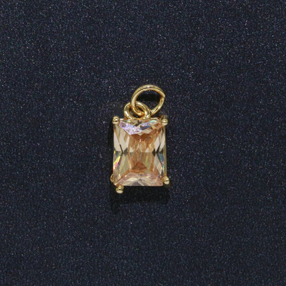 14k Gold Filled Micro Pave CZ Geometric Pendant Charm Emerald Cut Birthstone Add on charm E-881-E-891 C-369