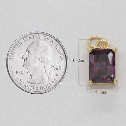 14k Gold Filled Micro Pave CZ Geometric Pendant Charm Emerald Cut Birthstone Add on charm E-881-E-891 C-369