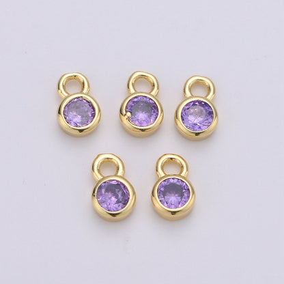 14k Gold Filled Micro Pave CZ Geometric Pendant Charm, Micro Pave CZ Circle Pendant Charm, Gold Filled Charm, For DIY Jewelry Size 4x6mm D-013 to D-024