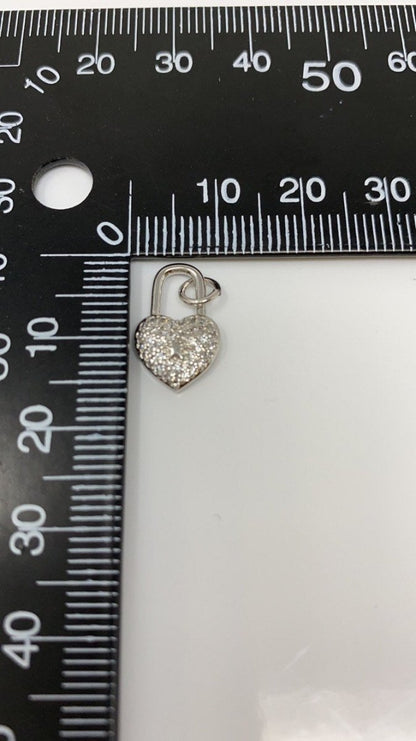 14k Gold Filled Micro Pave Heart lock Pendant , Cubic PadLock Charms Lock Bracelet Necklace Earring Charms Component C-924