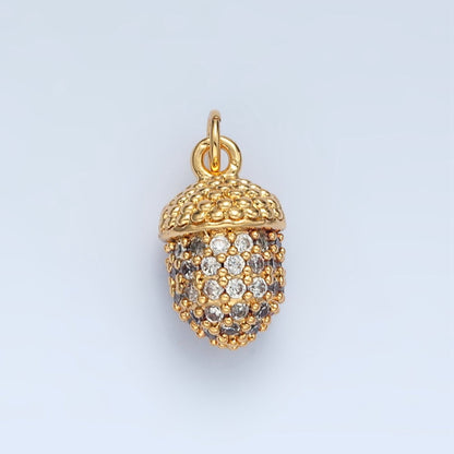 14K Gold Filled Micro Paved CZ Acorn Nut Charm | AG943