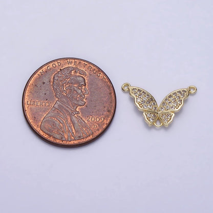 14K Gold Filled Micro Paved CZ Butterfly Triple Loop Connector | Y-880
