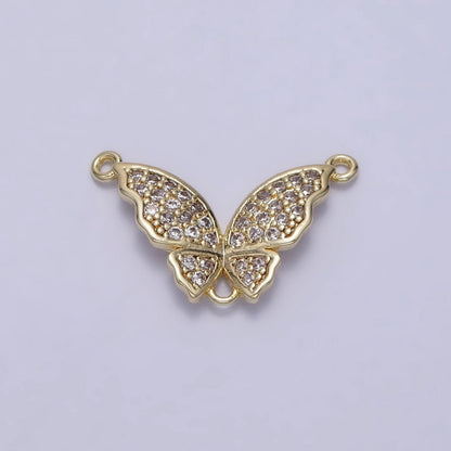14K Gold Filled Micro Paved CZ Butterfly Triple Loop Connector | Y-880