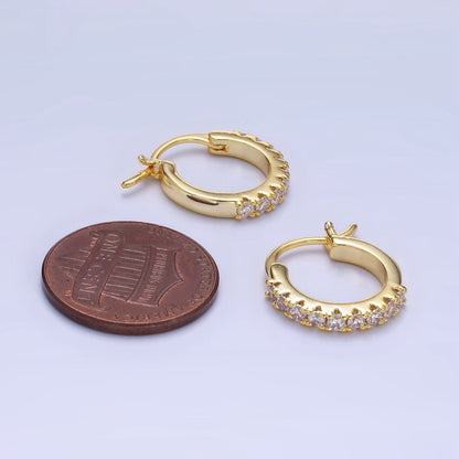 14K Gold Filled Micro Paved CZ Cartilage Latch Hoop Earrings | AE123 AB1264