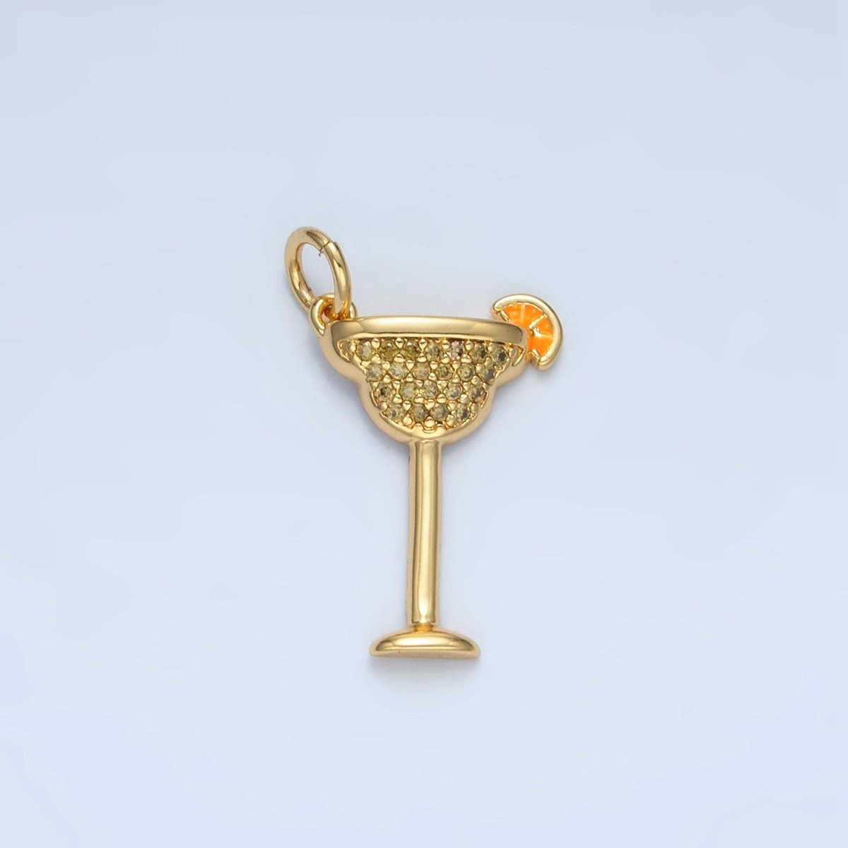 14K Gold Filled 12.5mm Micro Paved CZ Daiquiri Margarita Cocktail Alcohol Drink Charm in Gold &amp; Silver | AG617