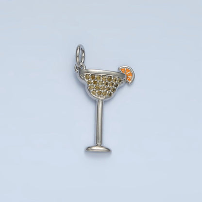 14K Gold Filled 12.5mm Micro Paved CZ Daiquiri Margarita Cocktail Alcohol Drink Charm in Gold &amp; Silver | AG617