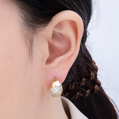 14K Gold Filled Micro Paved CZ Gradient Wide Dome Hoop Earrings | Earrings-00268