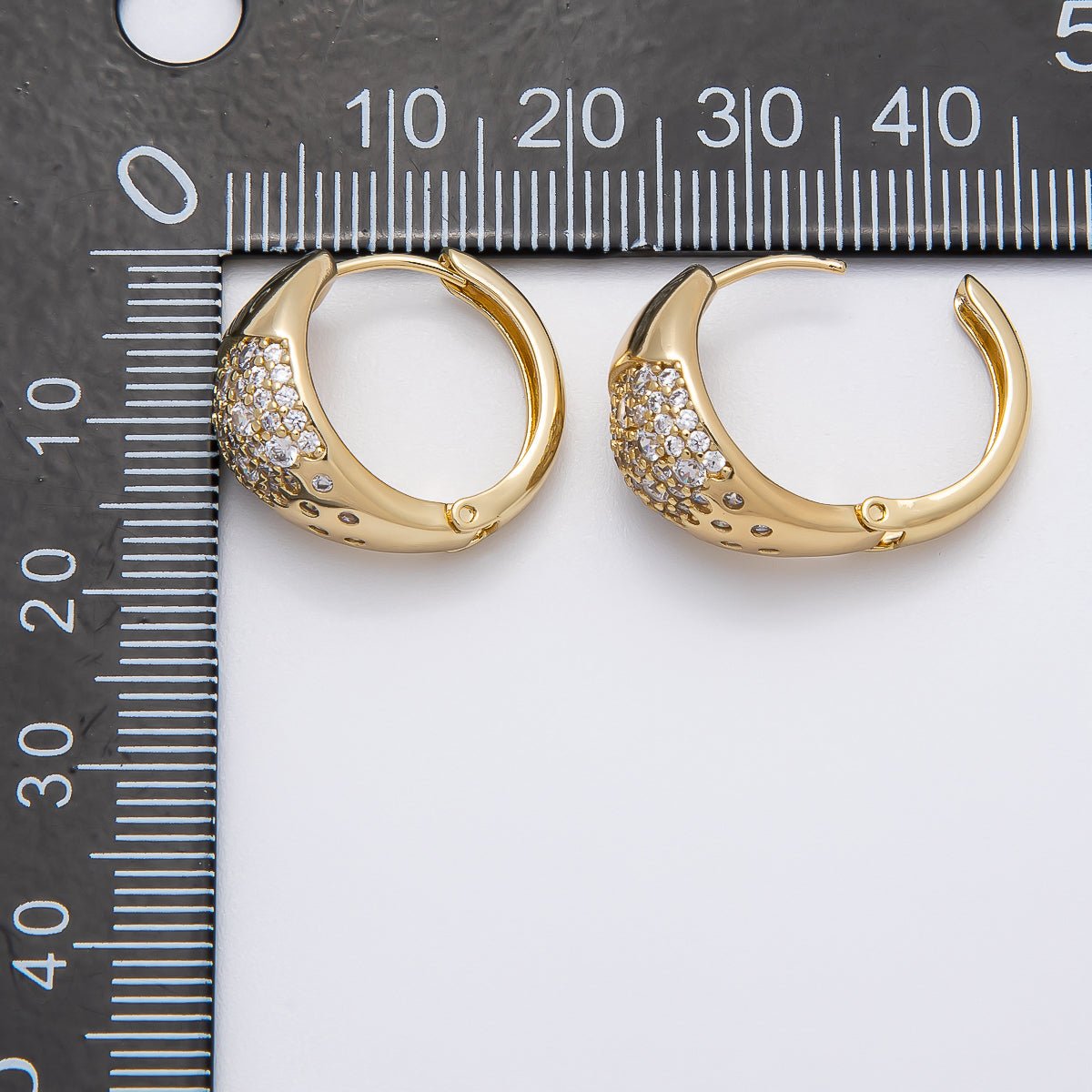 14K Gold Filled Micro Paved CZ Gradient Wide Dome Hoop Earrings | Earrings-00268