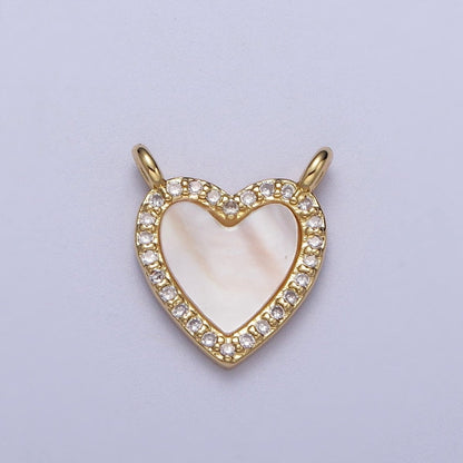 14K Gold Filled Micro Paved CZ Heart Love Shell Pearl Link Connector | Y-636