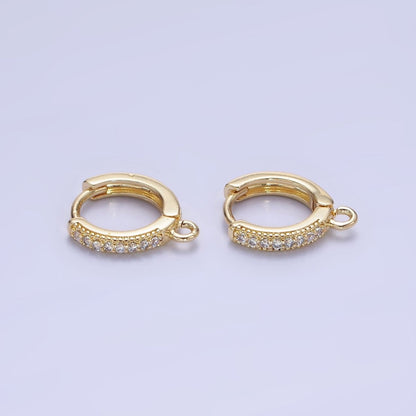 14K Gold Filled Micro Paved CZ Huggie Earring Findings | Z755