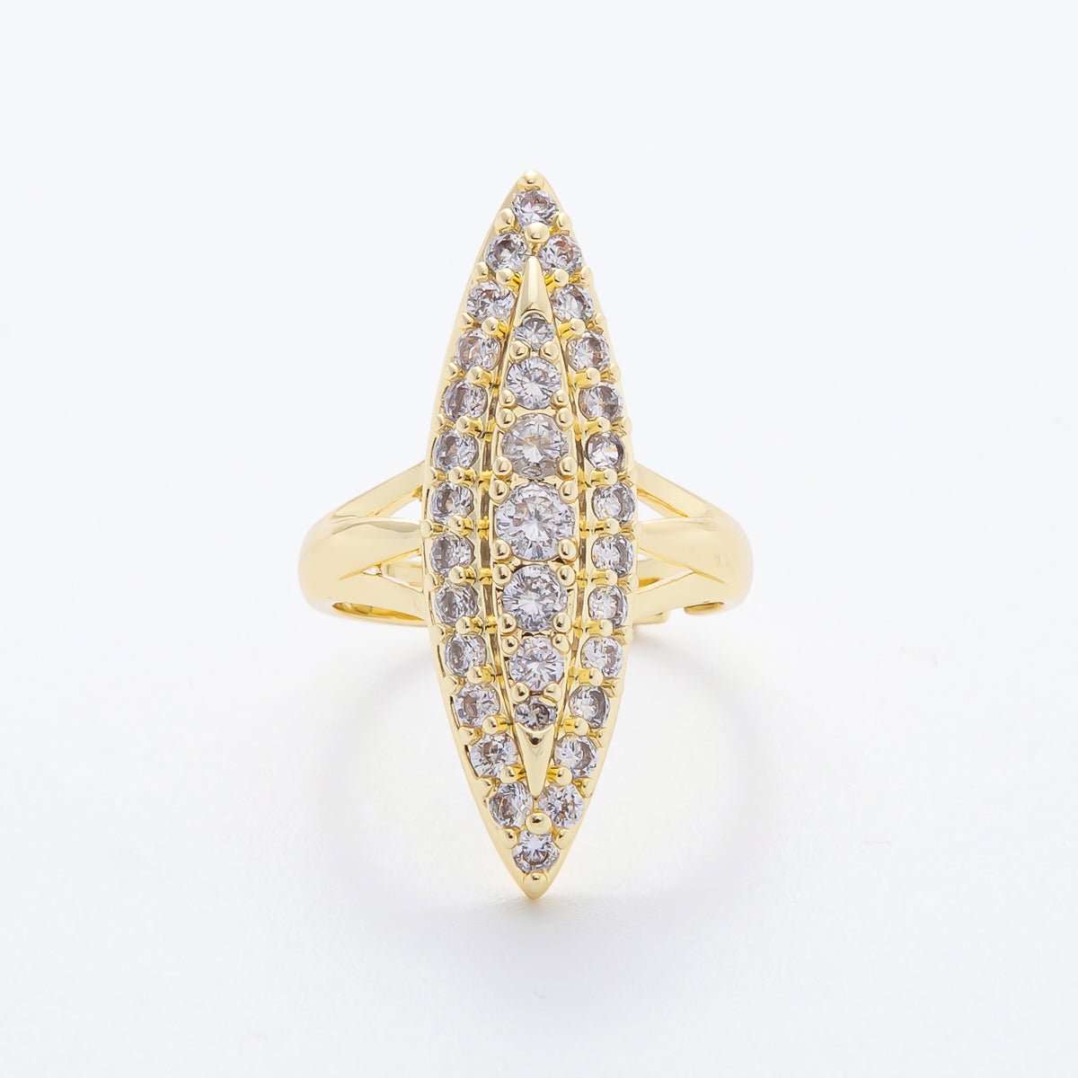 14K Gold Filled Micro Paved CZ Marquise Navette Adjustable Ring in Gold &amp; Silver | O543 O783