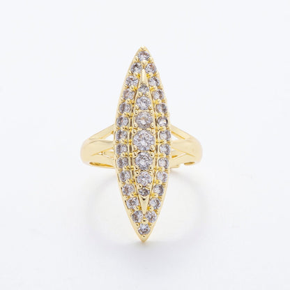 14K Gold Filled Micro Paved CZ Marquise Navette Adjustable Ring in Gold &amp; Silver | O543 O783