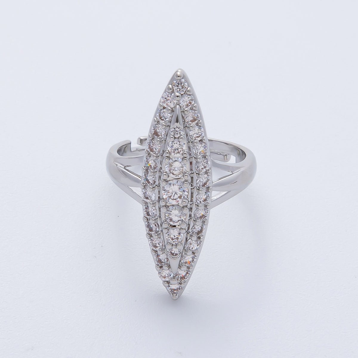 14K Gold Filled Micro Paved CZ Marquise Navette Adjustable Ring in Gold &amp; Silver | O543 O783