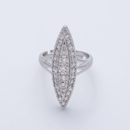 14K Gold Filled Micro Paved CZ Marquise Navette Adjustable Ring in Gold &amp; Silver | O543 O783