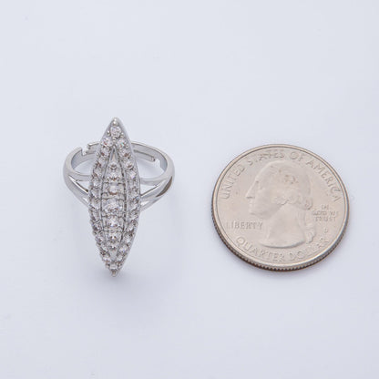 14K Gold Filled Micro Paved CZ Marquise Navette Adjustable Ring in Gold &amp; Silver | O543 O783
