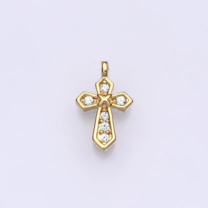 14K Gold Filled Micro Paved CZ Passion Cross Mini Charm | E752