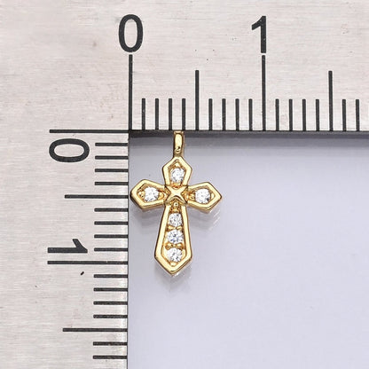 14K Gold Filled Micro Paved CZ Passion Cross Mini Charm | E752