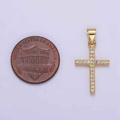 14K Gold Filled Micro Paved CZ Religious Cross Pendant | H392