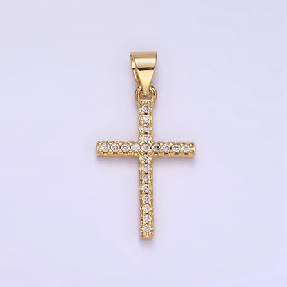 14K Gold Filled Micro Paved CZ Religious Cross Pendant | H392