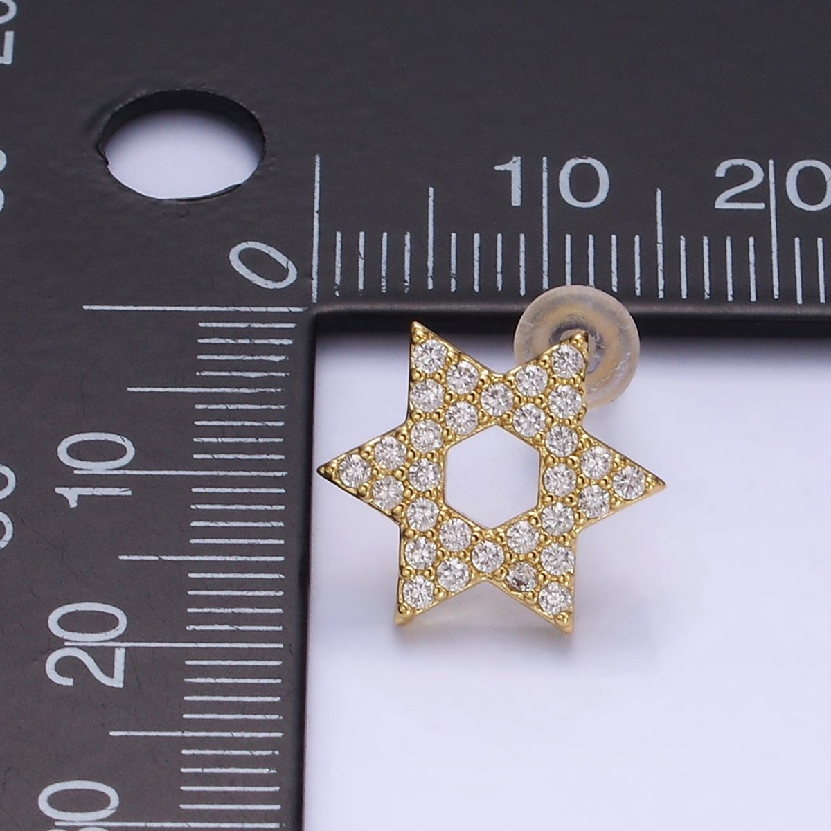 14K Gold Filled Micro Paved CZ Star of David Stud Earrings in Gold &amp; Silver | AB1273 AB1274