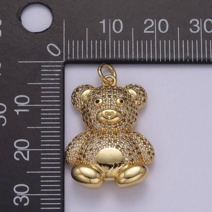 14K Gold Filled Micro Paved CZ Teddy Bear Toy Animal Charm | C114