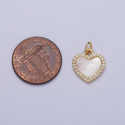 14K Gold Filled Micro Paved Shell Pearl Heart Love Charm E-548 E-552 E-553