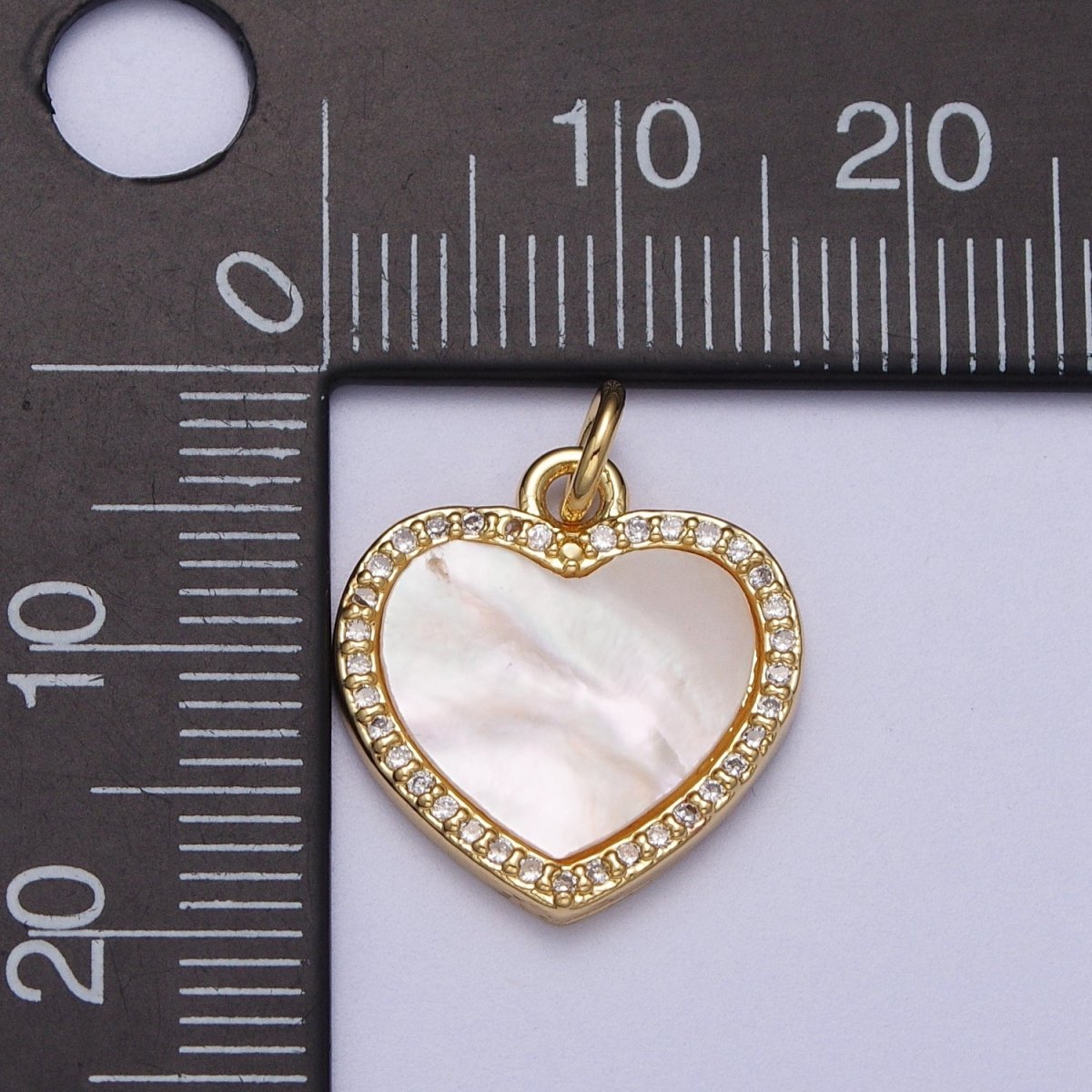 14K Gold Filled Micro Paved Shell Pearl Heart Love Charm E-548 E-552 E-553