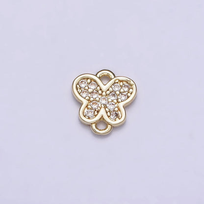 14K Gold Filled Mini 7mm Butterfly Mariposa Micro Paved Connector | Y-881