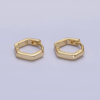 14K Gold Filled Mini Hexagonal 10mm Cartilage Earring Huggie  | AB1527