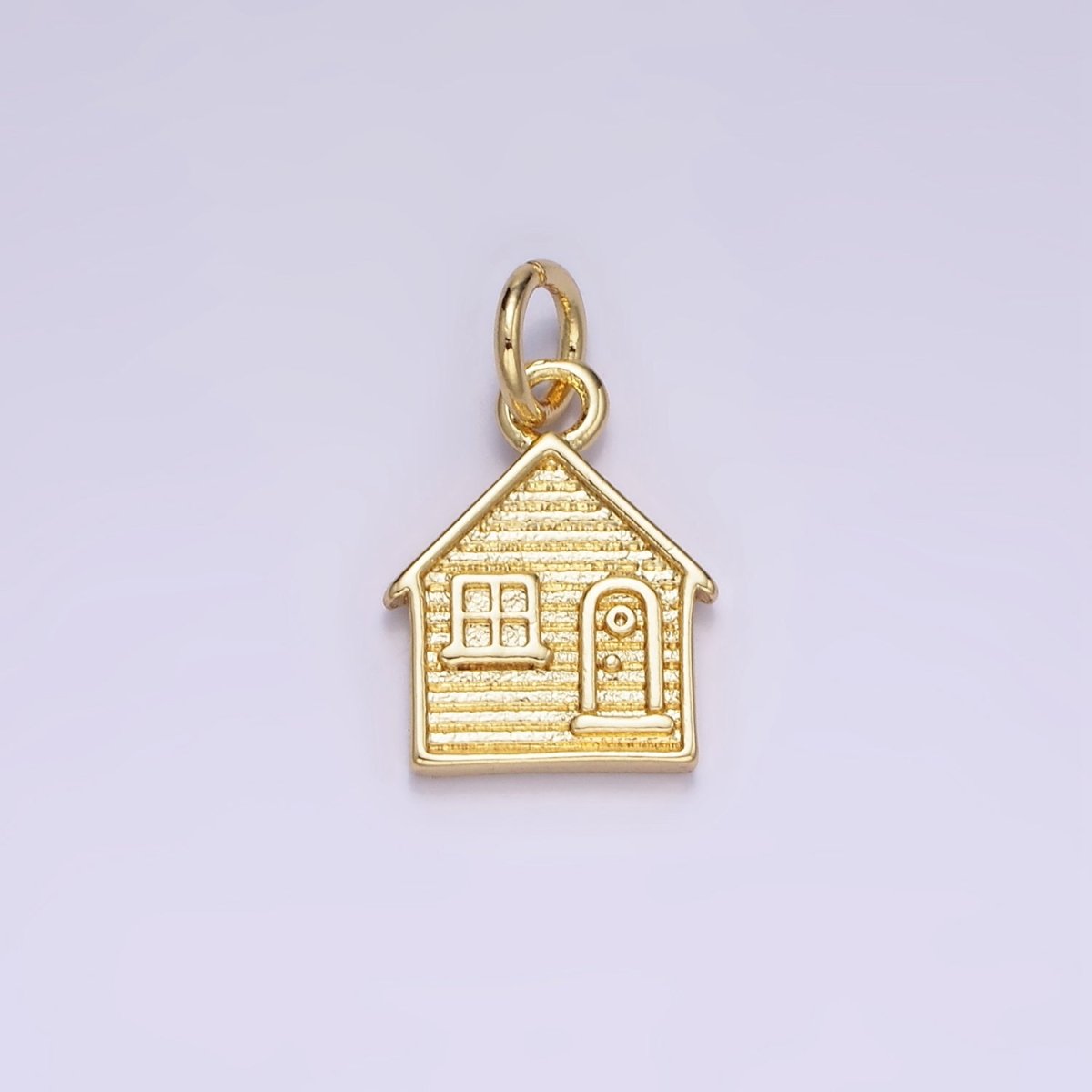 14K Gold Filled Mini House Home Cottage Textured Charm | AG642