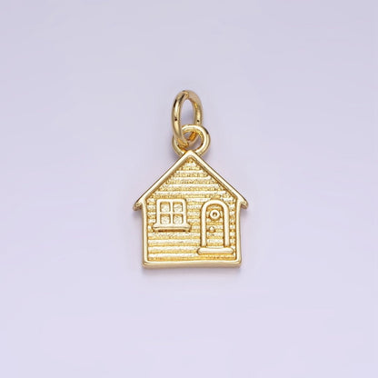 14K Gold Filled Mini House Home Cottage Textured Charm | AG642