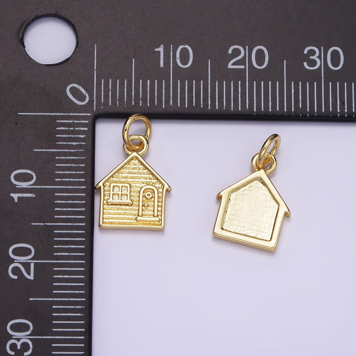 14K Gold Filled Mini House Home Cottage Textured Charm | AG642
