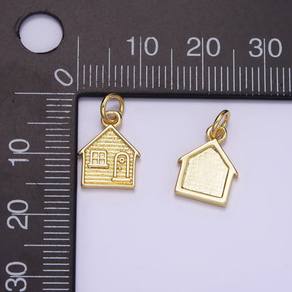 14K Gold Filled Mini House Home Cottage Textured Charm | AG642