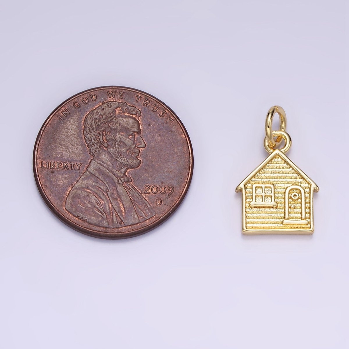 14K Gold Filled Mini House Home Cottage Textured Charm | AG642