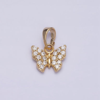 14K Gold Filled Mini Micro Paved CZ Butterfly Mariposa Pendant | AA523