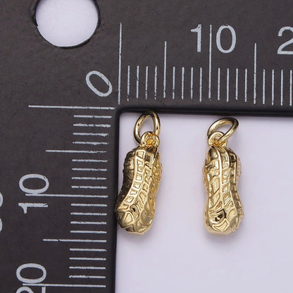 14K Gold Filled Mini Peanut Textured Minimalist Puffed Charm | AG442