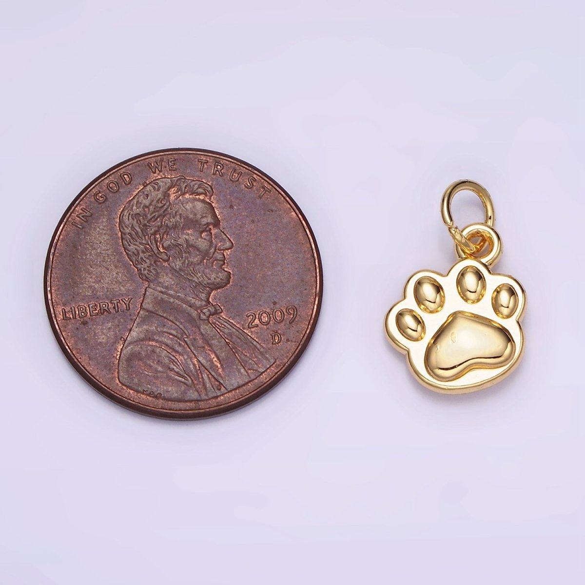 14K Gold Filled Mini Pet Pawprint Animal Minimalist Charm in Gold &amp; Silver | AG652