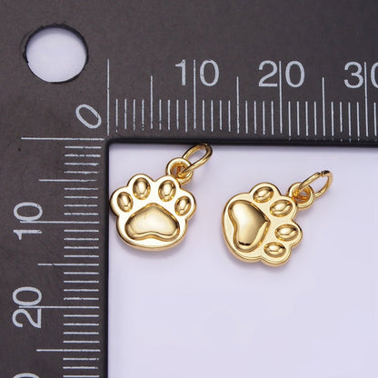 14K Gold Filled Mini Pet Pawprint Animal Minimalist Charm in Gold &amp; Silver | AG652