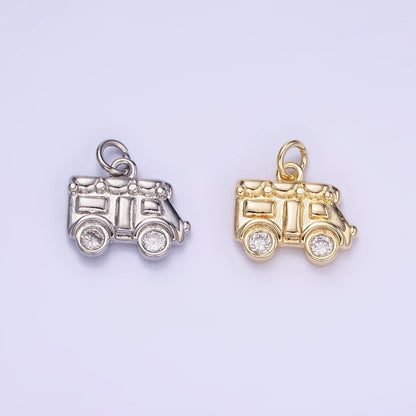 14K Gold Filled Mini Vehicle Caravan Car Charm in Gold &amp; Silver | W549