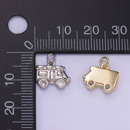 14K Gold Filled Mini Vehicle Caravan Car Charm in Gold &amp; Silver | W549