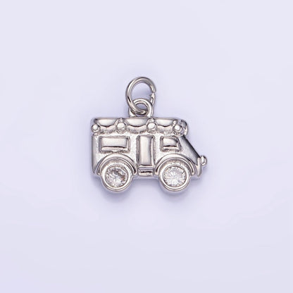 14K Gold Filled Mini Vehicle Caravan Car Charm in Gold &amp; Silver | W549