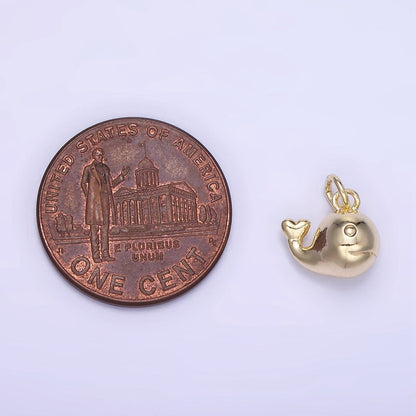 14K Gold Filled Mini Whale Smiling Charm | AG-653