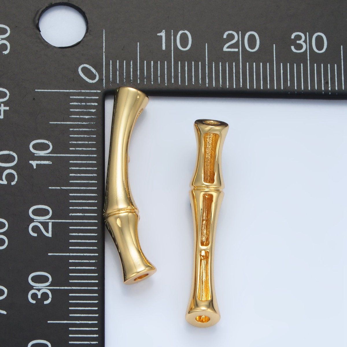 14K Gold Filled Minimalist Bamboo Plant Bead in Gold &amp; Silver | B624